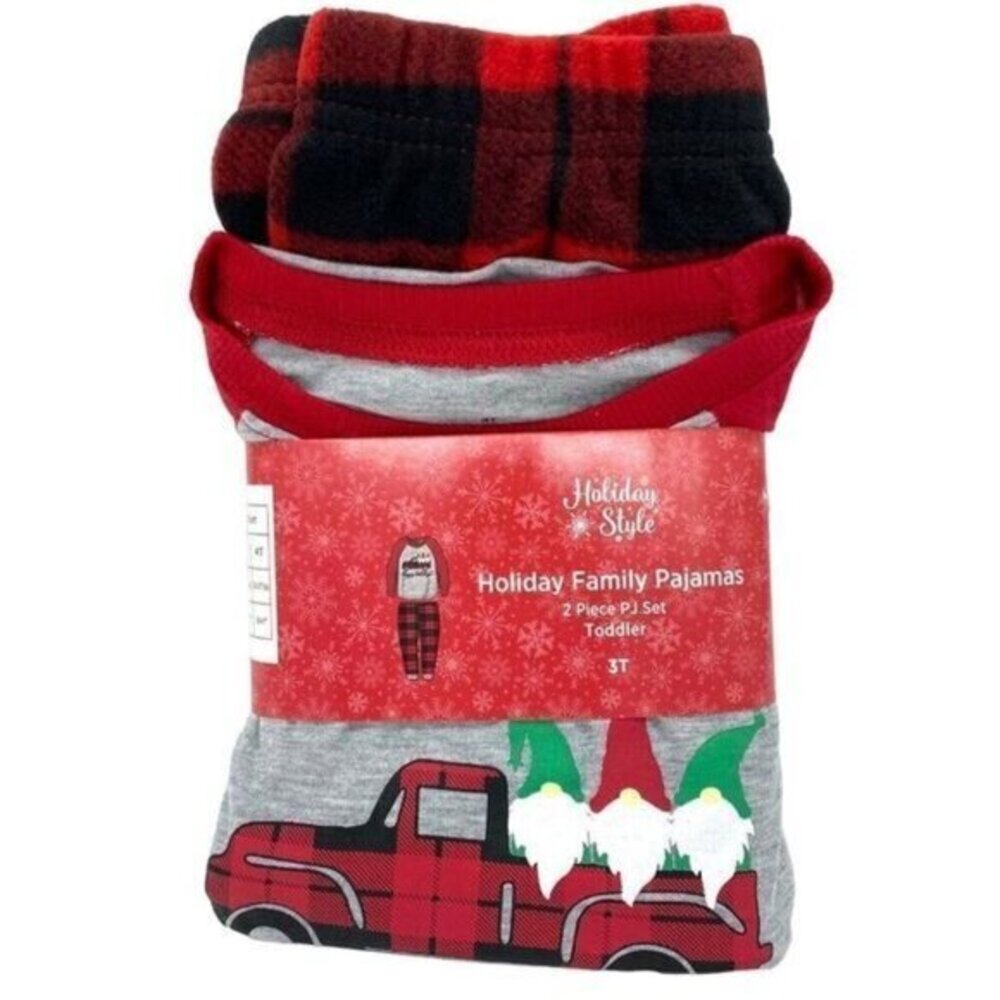 Holiday Style Toddler Gnome Plaid Pajama Set 3T